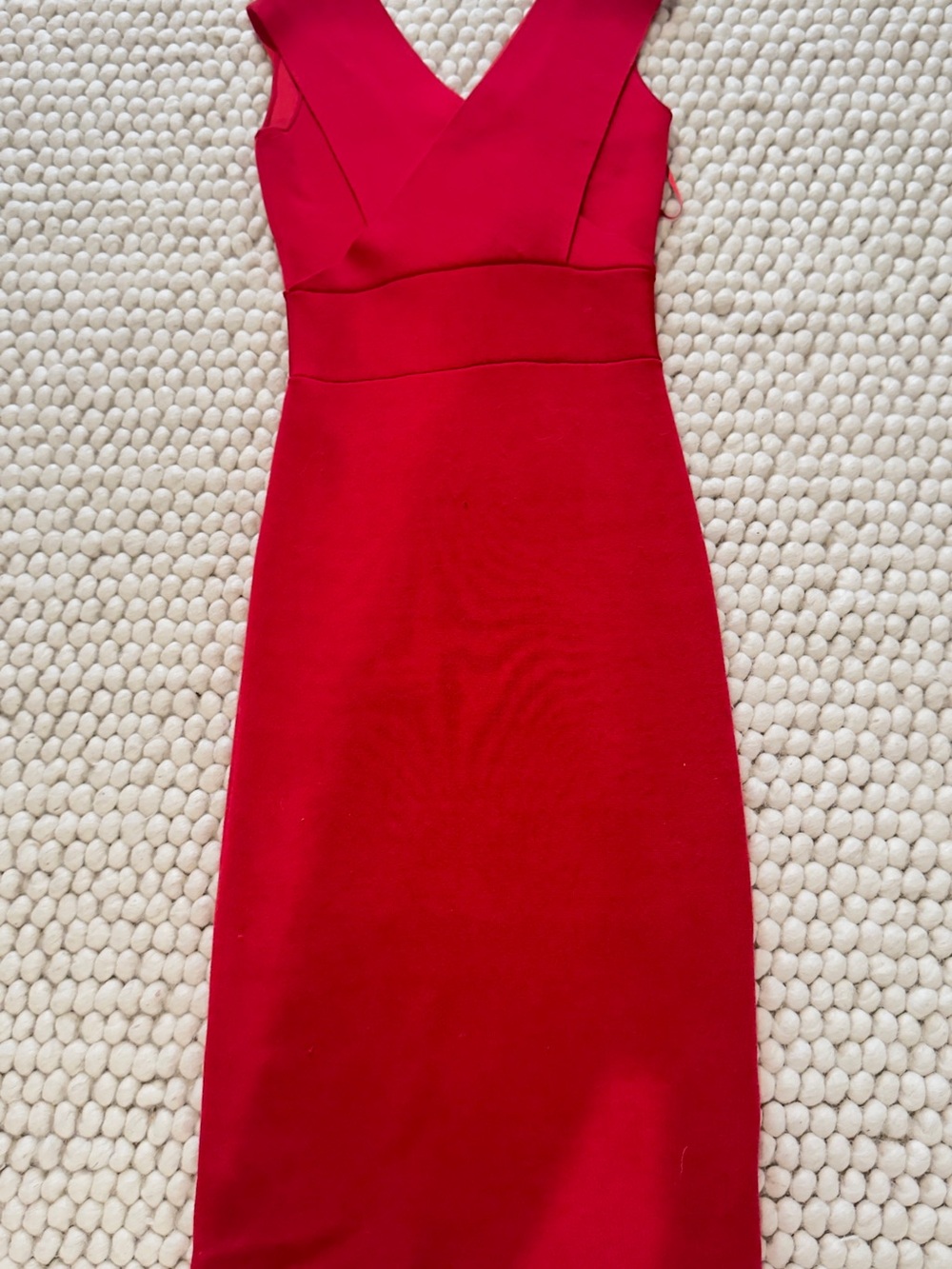 Reiss Red V-Neck Sheath Midi Dress - Picture 3 of 3